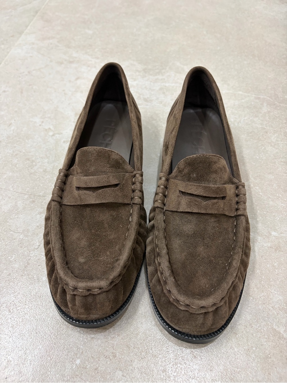 Womens’s Brown Suede PECHE ‘Hugh’ Loafers size 35; like new